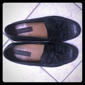 Black Alligator Stamped Florsheim Tassel Loafers